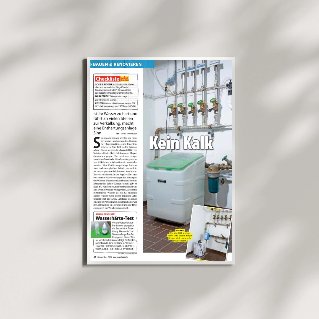 Wasserenthärtungsanlage installieren Heimwerker-Magazin "Selbst ist der Mann")